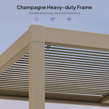Solar Louvered Pergola w/ LED | Adjustable Aluminum Roof