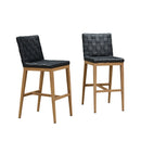 PURPLE LEAF Outdoor Counter Height Stools Set of 2, PU Leather Patio Bar Set with Aluminum Frame, Bar Chairs for Poolside, Garden, Kitchen Island