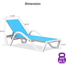 PURPLE LEAF Patio Chaise Lounge Chair Outdoor Plastic Textilene Sun Bathing Recliner Tanning Pool Lounger with 6 Adjustable Position for Outside Beach in-Pool Lawn Poolside