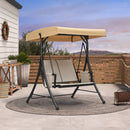 PURPLE LEAF Porch Swing with Adjustable Tilt Canopy Patio Swing with Stand and Meatl Steel Frame All-Weather Outdoor Swing Chair Seat Space-Saving for Backyard Garden Deck
