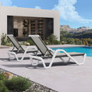 Clearance-PURPLE LEAF Patio Chaise Lounge Plastic Pool Outdoor Lounge Chair with Aluminum Frame Stackable Patio Tanning Chairs for Poolside Sunbathing Beach Deck Yard