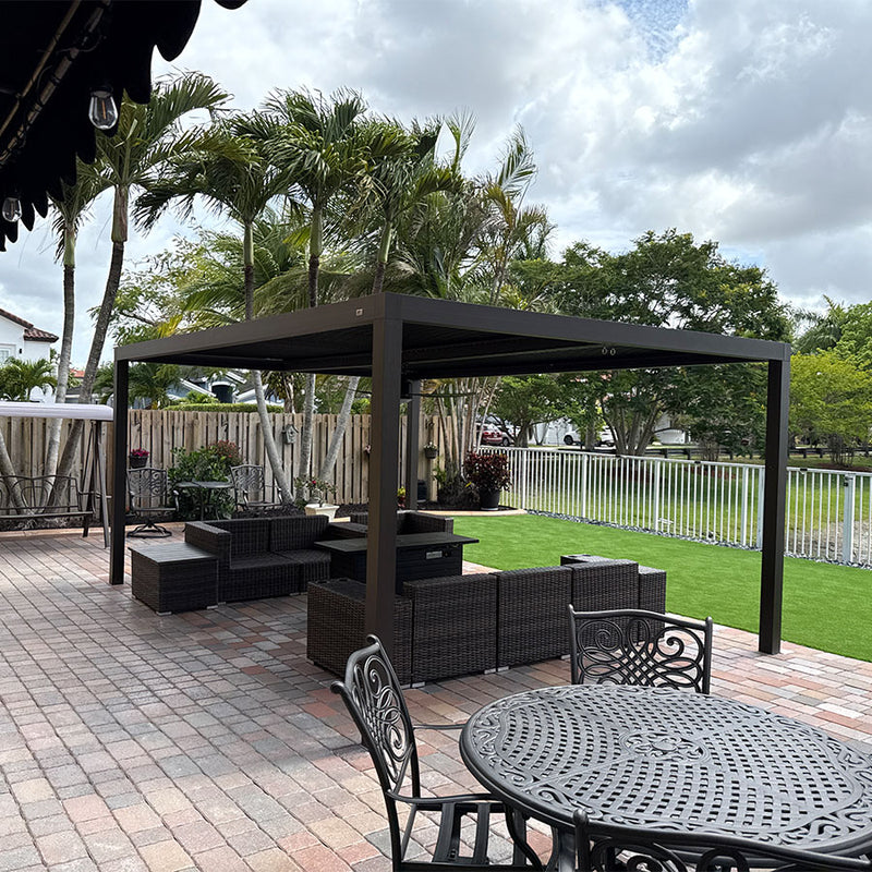 PURPLE LEAF Louvered Pergola Outdoor Aluminum Pergola with Adjustable Roof for Deck Backyard Garden Hardtop Gazebo