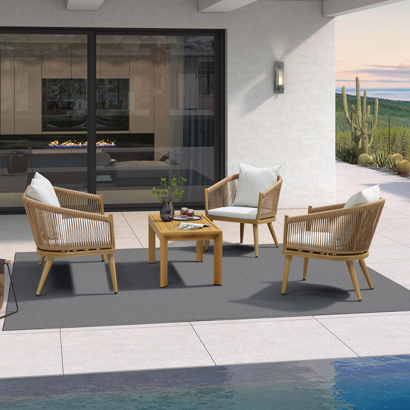 PURPLE LEAF 4-Piece Patio Conversation Set with All-Aluminum Frame, Handwoven Wicker Chairs, and High-Resilience Cushions for Patio Garden Balcony Poolside