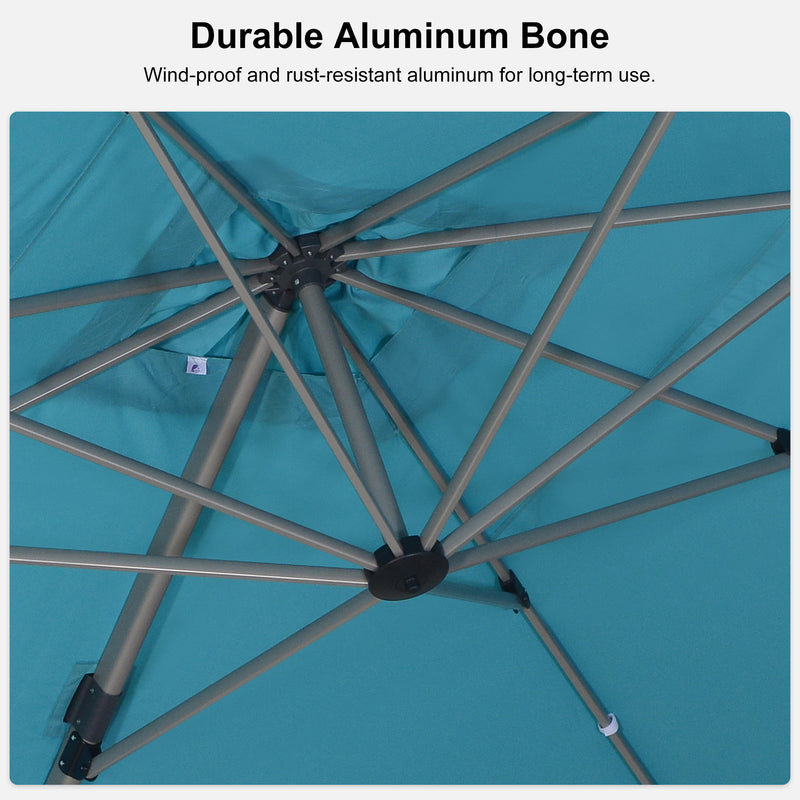 PURPLE LEAF Deluxe Aluminum Outdoor Patio Umbrella Square Cantilever Umbrellas