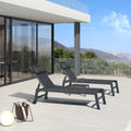 PURPLE LEAF Outdoor Lounge Chair Patio Chaise Pool Lounger Aluminum Frame with Side Table and Wheels for Outside Sunbathing Tanning Recliner Including Pillows