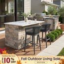 PURPLE LEAF Counter Stools Bar Stools Rattan Bar Stools Wicker Bar Chairs Woven Aluminum Barstools with Back and Cushions