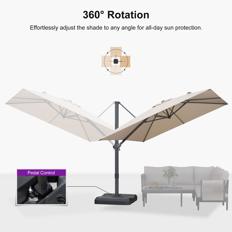 PURPLE LEAF Stepless Tilt Cantilever Umbrella Affordable Outdoor Patio Umbrella