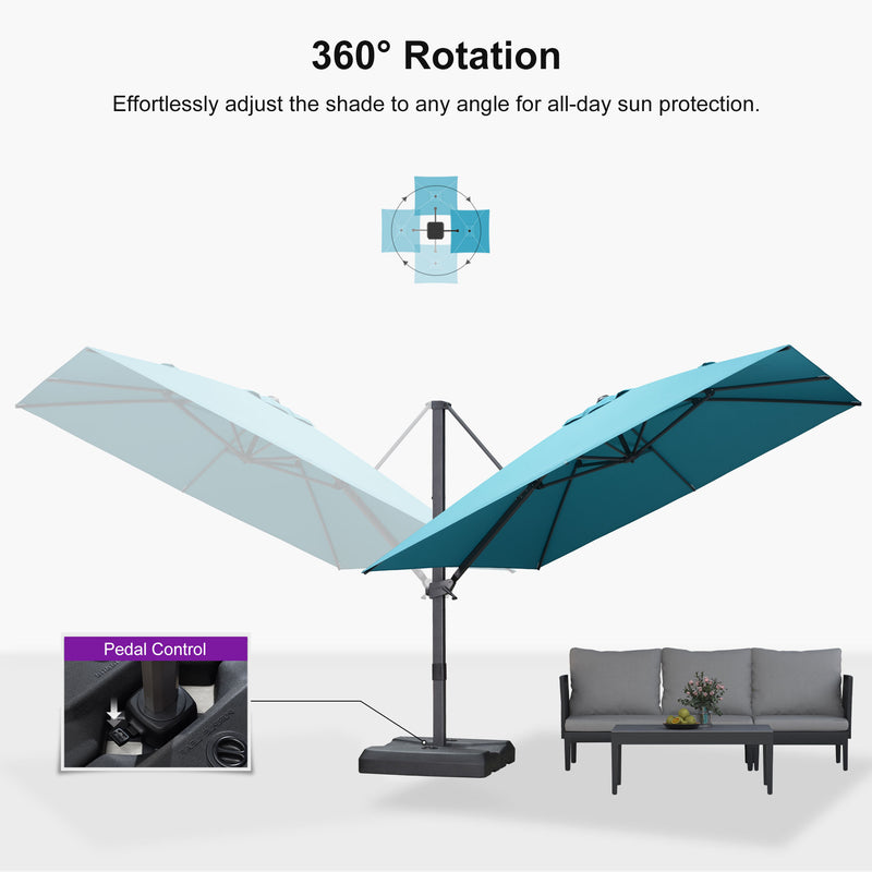 PURPLE LEAF Stepless Tilt Cantilever Umbrella Affordable Outdoor Patio Umbrella