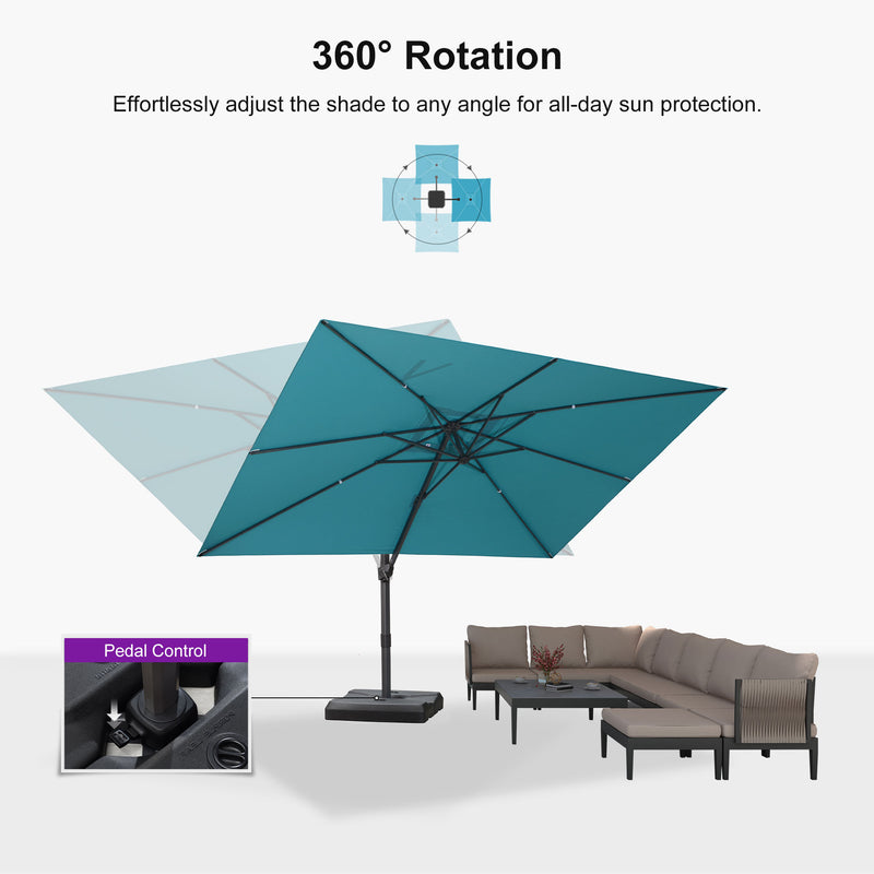 PURPLE LEAF Stepless Tilt Cantilever Umbrella Affordable Outdoor Patio Umbrella