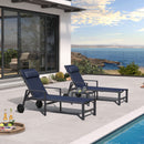 PURPLE LEAF Outdoor Lounge Chair Patio Chaise Pool Lounger Aluminum Frame with Side Table and Wheels for Outside Sunbathing Tanning Recliner Including Pillows
