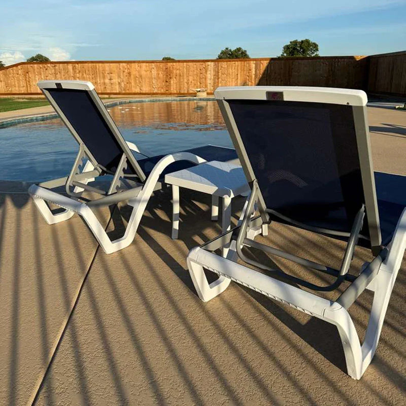PURPLE LEAF Patio Chaise Lounge Chair Outdoor Plastic Textilene Sun Bathing Recliner Tanning Pool Lounger with 6 Adjustable Position for Outside Beach in-Pool Lawn Poolside