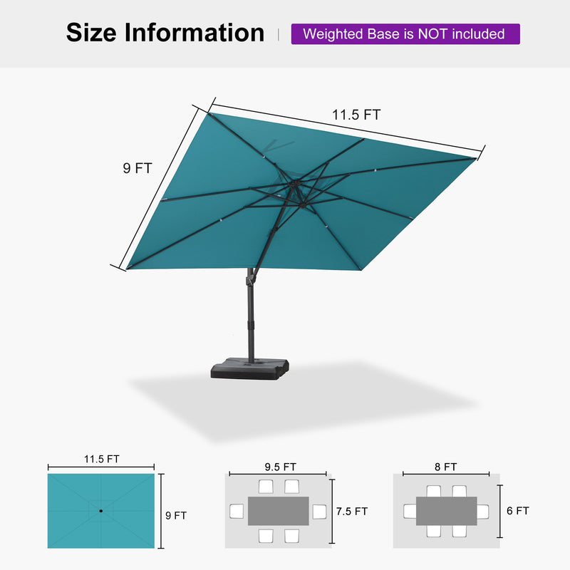 PURPLE LEAF Stepless Tilt Cantilever Umbrella Affordable Outdoor Patio Umbrella