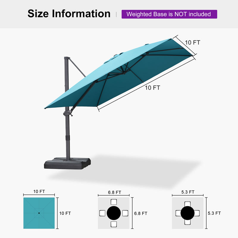 PURPLE LEAF Stepless Tilt Cantilever Umbrella Affordable Outdoor Patio Umbrella