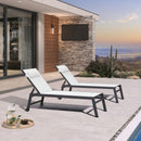 PURPLE LEAF Outdoor Lounge Chair Patio Chaise Pool Lounger Aluminum Frame with Side Table and Wheels for Outside Sunbathing Tanning Recliner Including Pillows