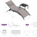 PURPLE LEAF Patio Chaise Lounge Set Outdoor Beach Pool Sunbathing Lawn Lounger Recliner Chair Outside Chairs with Side Table Included