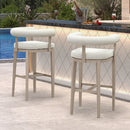 PURPLE LEAF Outdoor Bar Stools Set of 2 Modern Olefin Upholstered Barstools with Back and Armrest Bar Chairs for Garden Kitchen Island