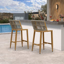 PURPLE LEAF Outdoor Bar Stools Set of 2 for Overweight Wicker Rattan Patio Barstools Woven Modern Bar Chairs with Backrest and Cushions for Garden Outside