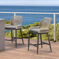 Clearance - PURPLE LEAF Patio Sunbrella Bar Stools Rattan Bar Aluminum Bar Stool Outdoor Barstools with Back and Cushion for Garden Kitchen Island