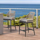 Clearance - PURPLE LEAF Patio Sunbrella Bar Stools Rattan Bar Aluminum Bar Stool Outdoor Barstools with Back and Cushion for Garden Kitchen Island