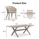 PURPLE LEAF Modern Outdoor Dining Table with 6/8/10 Seats, All-Weather Aluminum Table and Rattan Chairs with Cushions, Champagne