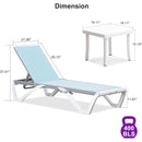 PURPLE LEAF Patio Chaise Lounge Chair Outdoor Plastic Textilene Sun Bathing Recliner Tanning Pool Lounger with 6 Adjustable Position for Outside Beach in-Pool Lawn Poolside