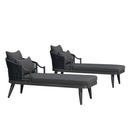 PURPLE LEAF Outdoor Lounge Chair, Patio Chaise Lounge with Cushioned Seat & Supportive Armrests, Ergonomic Aluminum Pool Lounge Chairs for Backyard Deck Poolside, Teak