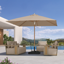 PURPLE LEAF Premium Teak‑Finish Aluminum Frame Outdoor Patio Market Umbrella with Rope Pulley Lift