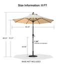 PURPLE LEAF Crank and Tilt Table Umbrella Outdoor Patio Market Umbrella with Visible Hand Crank System