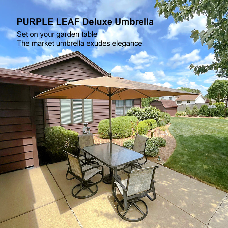 PURPLE LEAF Deluxe Aluminum Market Umbrella, Outdoor Table Umbrella for Patio, Porch