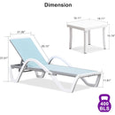 PURPLE LEAF Patio Chaise Lounge Chair Outdoor Plastic Textilene Sun Bathing Recliner Tanning Pool Lounger with 6 Adjustable Position for Outside Beach in-Pool Lawn Poolside