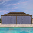 PURPLE LEAF Outdoor Hardtop Gazebo for Patio Bronze Aluminum Frame Pavilion with Navy-Blue Curtain