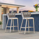 PURPLE LEAF Outdoor Bar Stools, All Weather Rattan and Aluminum Patio Bar Stool with Cushion for Indoor and Outdoor.