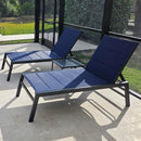 PURPLE LEAF Extra Large 2 Pieces Outdoor Aluminum Chaise Lounge Chair with Wheels