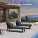 PURPLE LEAF Outdoor Lounge Chair, Patio Chaise Lounge with Cushioned Seat & Supportive Armrests, Ergonomic Aluminum Pool Lounge Chairs for Backyard Deck Poolside, Teak