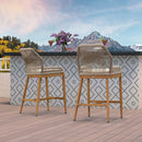 Clearance - PURPLE LEAF Patio Sunbrella Bar Stools Rattan Bar Aluminum Bar Stool Outdoor Barstools with Back and Cushion for Garden Kitchen Island