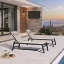 PURPLE LEAF Outdoor Lounge Chair Patio Chaise Pool Lounger Aluminum Frame with Side Table and Wheels for Outside Sunbathing Tanning Recliner Including Pillows