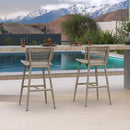 PURPLE LEAF Patio Counter Height Bar Stools Set of 2 Metal Bar Chairs with Back Wicker Woven Stools for Kitchen Island Pool Garden Outdoor Barstools