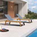 PURPLE LEAF Extra Large Patio Chaise Lounge French Outdoor Wicker Lounger Matte Teak Aluminum Frame 771LBS Capacity PE Rattan Adjustable Backrest for Pool Garden Beach Backyard