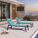 PURPLE LEAF Outdoor Lounge Chair Patio Chaise Pool Lounger Aluminum Frame with Side Table and Wheels for Outside Sunbathing Tanning Recliner Including Pillows
