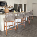 PURPLE LEAF Outdoor Bar Stools Set of 2,  Wicker Rattan Bar Stools with Back Aluminum Outside Garden Patio Bar Chairs