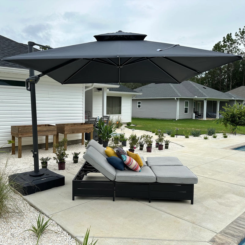 PURPLE LEAF Double Top 10 / 11 / 12 / 9 x 12 ft Square and Rectangle Outdoor Cantilever Umbrella