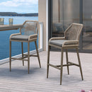 Clearance - PURPLE LEAF Patio Sunbrella Bar Stools Rattan Bar Aluminum Bar Stool Outdoor Barstools with Back and Cushion for Garden Kitchen Island