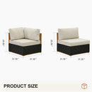 PURPLE LEAF Griffin Symmetrical Patio Conversation Set Black with Cushion Pillows Ottoman and Aluminum Frame for Modern Outdoor Sectional