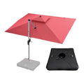 PURPLE LEAF Rectangular Large Outdoor Cantilever Umbrella With Base for Garden, Pool