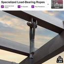 PURPLE LEAF 3-Seat Outdoor Metal Pergola Swing Bed Hanging Cloud Black rope Swing Chair with Stand Cushions & Pillows for Outdoor