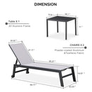 PURPLE LEAF Patio Chaise Lounge Textilene Pool with Wheels Sunbathing Chair for Outdoor, Beach, Yard, Side Table Included