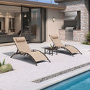 PURPLE LEAF Outdoor Chaise Lounge Chair  Patio Pool Lounger Bronze Aluminum Chairs with Side Table Adjustable Tanning Recliner for Outside Backyard Yard Deck Balcony Beach