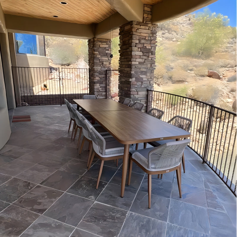 PURPLE LEAF 7/9/11 Pieces Dining Set Patio Metal Rectangular Table and Wicker Rattan Chairs