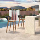 PURPLE LEAF Counter Height Bar Stool Set of 2 Outdoor Stool Chair with Footrest Patio Bar Height Stools Rattan Barstools for Outdoor or Indoor