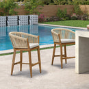 Open Box | Purple Leaf Counter Bar Stools Chair Set of 2, Modern Aluminum Wicker Bar Chair Indoor and Outdoor